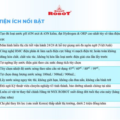 Máy Lọc Nước Điện Giải Ion Kiềm ROBOT IonKing 711 Chế Độ Nóng Nguội Lạnh 7 Tấm Điện Cực Titanium Phủ Platinum - Hàng Chính Hãng