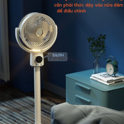 Quạt Tích Điện Mi-Lux F188 Đối Lưu Không Khí Thế Hệ Mới Pin 8000mAh Tích Điện 20- 60 Giờ Gồm 4 Cấp Độ GióTích Hợp Đèn Ngủ - Hàng Chính Hãng