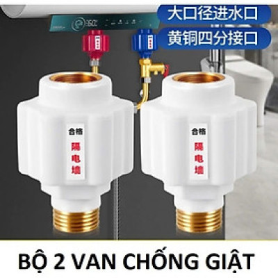 Bộ 2 Van Chống Giật Bình Nóng Lạnh – Ren Đồng Chịu Nhiệt, Chống Rò Điện Hiệu Quả, Loại Tốt