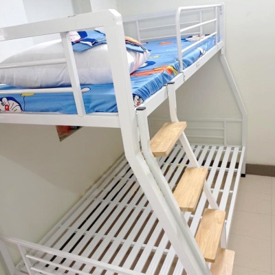 Giường sắt hai tầng giá cực sốc nhiều kích thước màu trắng MM09