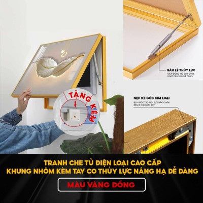 Tranh che ổ điện, atomat gia đình khung nhôm Có pitton thủy lực nâng 90 độ nội thất nhà cửa