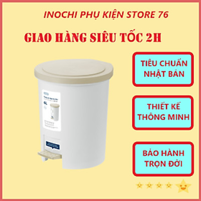Thùng Rác Đạp Chân Mẫu Tròn Nhiều Cỡ Hiro Hàng Xuất Nhật - Chính Hãng ( Tặng kèm khăn lau pakasa) Giao màu ngẫu nhiên 