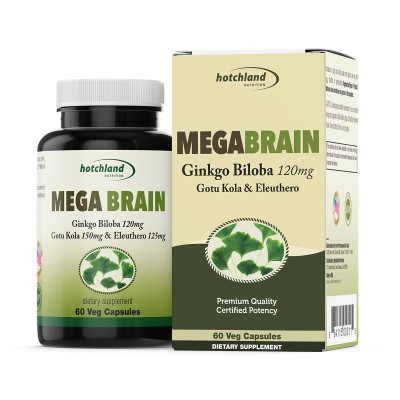 Viên uống Ginkgo Biloba hỗ trợ tăng cường tuần hoàn máu não, bổ não Hotchland Mega Brain TPBVSK-Hàng chính hãng [Hộp 60 viên]-HL0115