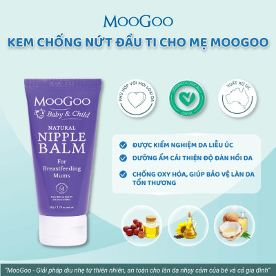 Kem nứt đầu ti Moogoo 50g thuần chay dành cho mẹ bầu nứt cổ gà, làm mềm, êm dịu và bôi trơn