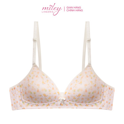 Áo Ngực Nữ Không Gọng Thun Lạnh Mút Mỏng Hoa Văn Active Miley Lingerie - Màu hồng nhạt BRM13015