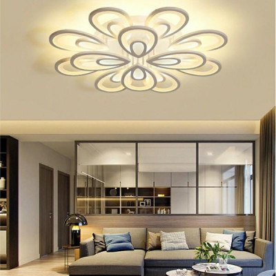 Đèn ốp trần  hiện đại 12 cánh hoa trang trí nội thất sang trọng với 3 chế độ ánh sáng.