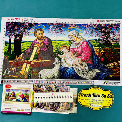 Tranh thêu chữ thập Gia đình chúa (Chúa gia) AL53397, kích thước 50 x 68 cm