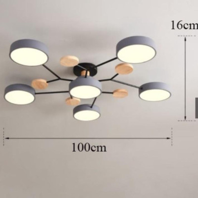 Đèn trần hiện đại MACARON 6 tay với 3 chế độ màu ánh sáng hiện đại