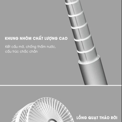Quạt Tích Điện Để Bàn Xiaomi 3life 008 Sử Dụng 6-24 Giờ Liên Tục Tùy Cấp Độ Gió - Hàng Nhập Khẩu