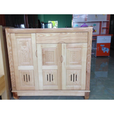 Tủ giày 3 cánh gỗ sồi màu tự nhiên, tủ đựng dày dép gỗ