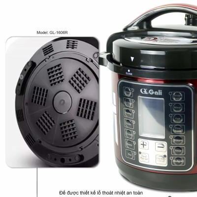 Nồi Áp Suất Điện Gali GL-1606R. Dung tích 6L, nồi đa năng 14 chức năng nấu. Thiết kế hiện đại, nhỏ gọn. Hàng chính hãng bảo hành 24 tháng.
