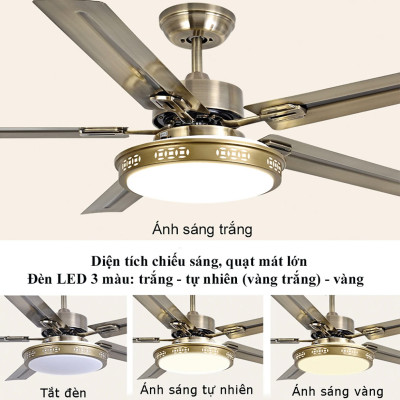 Quạt trần đèn trang trí thông minh 5 cánh sắt - Tích hợp đa chức năng - Có điều khiển từ xa - có đèn - Hàng chính hãng Klasse