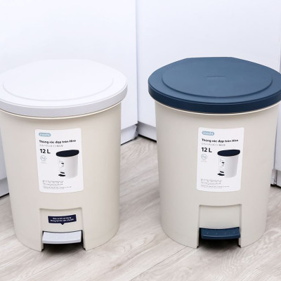 Thùng Rác Đạp Chân Mẫu Tròn Nhiều Cỡ Hiro Hàng Xuất Nhật - Chính Hãng ( Tặng kèm khăn lau pakasa) Giao màu ngẫu nhiên 