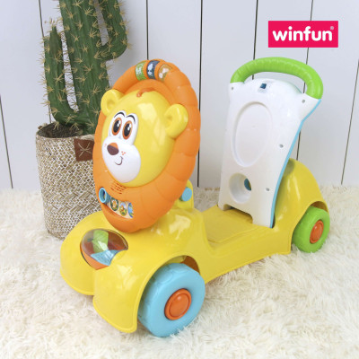 Xe tập đi kết hợp xe chòi chân và xe scooter 3 trong 1 hình sư tử có nhạc cho bé Winfun 0855