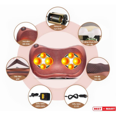 Gối Massage Hồng Ngoại 8 Bi Hàn Quốc
