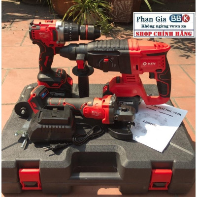 Bộ Combo Máy Khoan Đục Bê Tông, Máy Mài Và Khoan 3 chức năng Dùng Pin 199V, 2 Pin 15Cell, Máy Khoan Siêu Khỏe