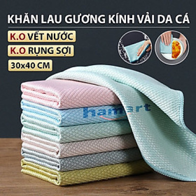 SET 5 Khăn Lau Gương Kính Màn Hình Đa Năng 30x40 CM Không Bụi Vải Da Cá Lau Mặt Bàn Bếp