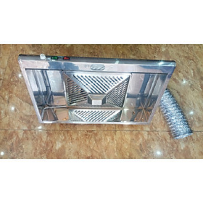 Máy hút mùi inox 304 quạt sên siêu khỏe.siêu êm. Công xuất 120W.kèm ống thun bạc . KT máy 70x45x28cm