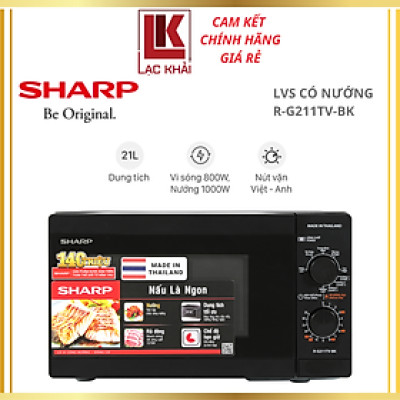 Lò vi sóng có nướng Sharp R-G211TV-BK 21 lít - Hàng chính hãng - Bảo hành 12 tháng