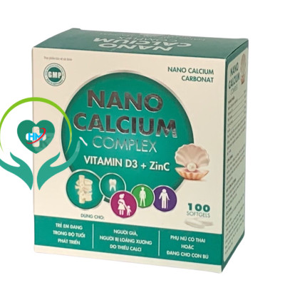 ￼Nano calcium complex Viên uống bổ sung canxi, Giúp Chắc Khỏe Xương, Phát Triển Hệ Xương, Giảm Loãng Xương (Hộp 100viên), vinaphar