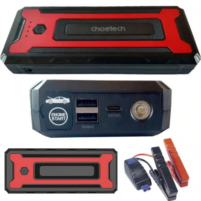 Bộ kích nguồn tô tô Choetech TC0009 2000A sạc pin cầm tay dung lượng 16000mAh tích hợp đèn Led 3 chế độ (Hàng chính hãng)