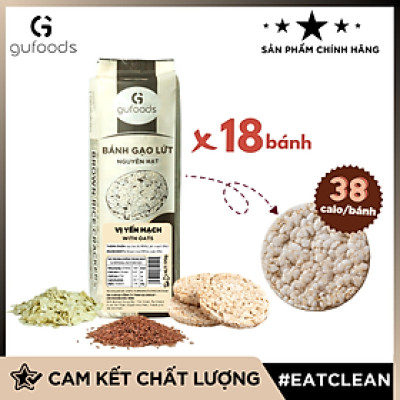Bánh gạo lứt GUfoods vị Yến mạch - Không chiên dầu, Không đường, Lành mạnh, Phù hợp Eat clean, Ăn vặt healthy, Thực dưỡng, Tập gym, Thuần chay