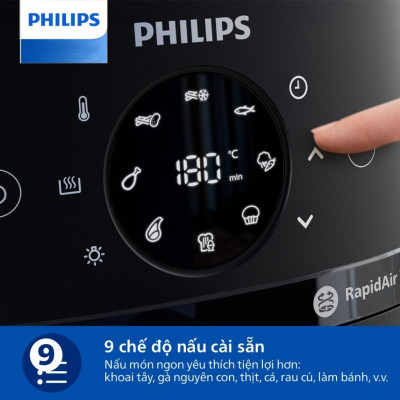 Nồi Chiên Không Dầu Điện Tử Philips NA230/00, 6.2 lít |1700W, Cửa Sổ Kính, Hàng Chính Hãng