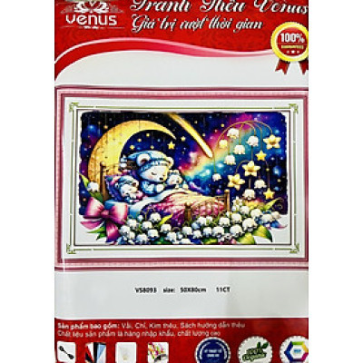 Tranh thêu kín Chúc bé ngủ ngon vs8093 (50x80 cm)