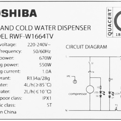 Cây nước nóng lạnh Toshiba RWF-W1664TV(W1) - Hàng chính hãng