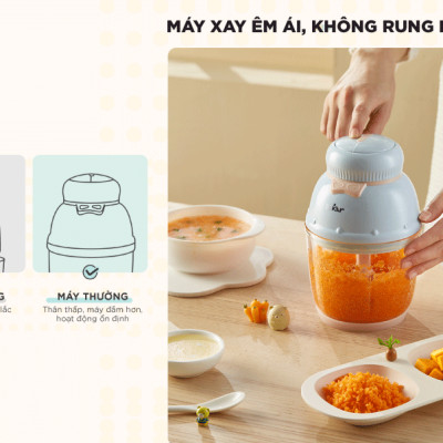 Máy Xay Thịt, Máy Xay Ăn Dặm Bear GR-B06V1 Xay Cực Êm Dung Tích 0.6 Lít Công Suất 200 W- Hàng Chính Hãng