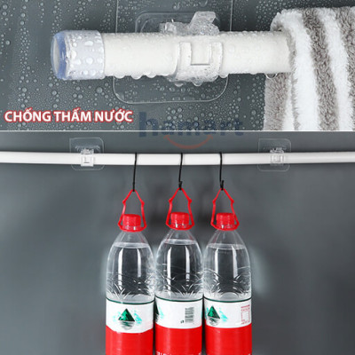 Kẹp Nhựa Dán Tường Đỡ Thanh Treo Rèm Cửa Móc Cố Định Giá Treo Khăn Nhà Tắm Dính Siêu Chắc