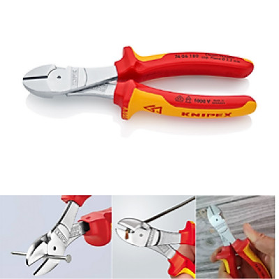 Kìm Cắt Thân Chéo Knipex 74 06 180 Dài 180mm Cắt Thép Ø 3.6 mm Cách Điện 1000 Volt