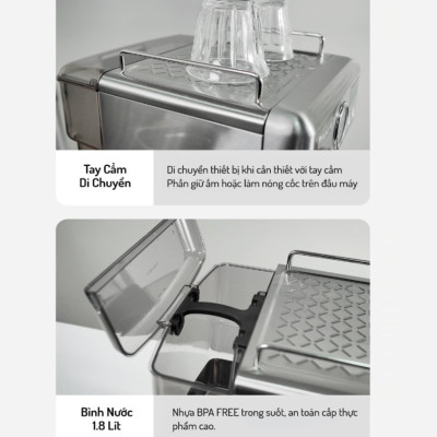 Máy pha cà phê Espresso chuyên nghiệp thương hiệu HiBREW H10A , áp suất 20bar , công suất 1350W - Hàng Chính Hãng