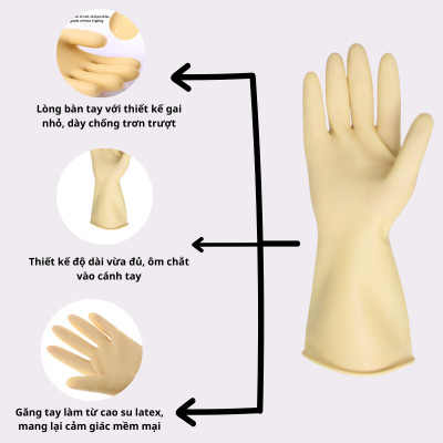 [Mua 3 Tặng 2] Bộ 3 Đôi Găng Tay Cao Su Ngọc Trai Tay Lửng Size L