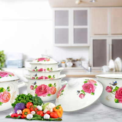 Bộ 5 Nồi Men Cao Cấp Đa Năng Galen G010 Không Gỉ Siêu Bền Siêu Tiện Lợi