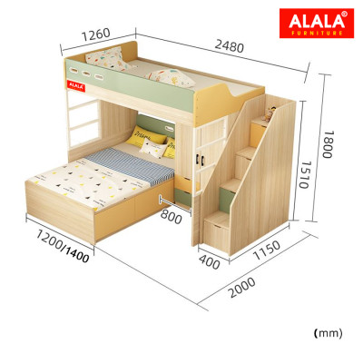 Giường tầng cho Bé ALALA/ Miễn phí vận chuyển và lắp đặt/ Đổi trả 30 ngày/ Sản phẩm được bảo hành 5 năm từ thương hiệu ALALA/ Chịu lực 700kg