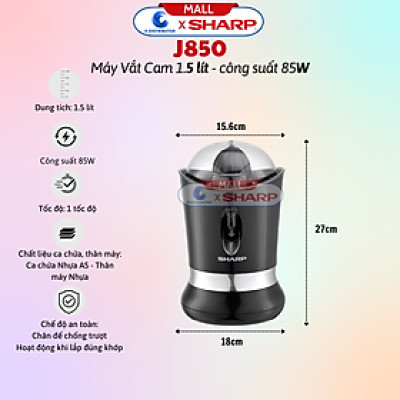 Máy Vắt Cam Cao Cấp Sharp EJ-J850-BK - Công Suất 85w - Hàng Chính Hãng - Bảo Hành 12 Tháng