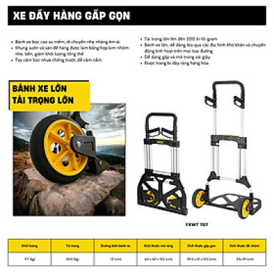 Xe đẩy hàng 2 bánh (Có thê gấp gọn) Stanley Fatmax - USA FXWT-707 - Tải trọng 200kgs
