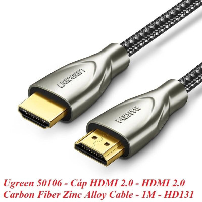 Ugreen UG50106HD131TK 1M màu Đen Cáp tín hiệu HDMI chuẩn 2.0 dây bọc lưới đầu hợp kim cao cấp - HÀNG CHÍNH HÃNG
