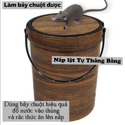 Thùng (bật) rác lật tròn vân gỗ Nhựa Việt Nhật