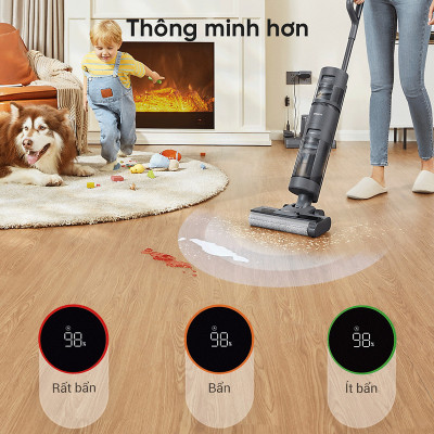 Máy Lau Sàn Hút Bụi Không Dây DREAME H12 Công Nghệ Tự Vệ Sinh Con Lăn Tự Động Có Cảm Biến Báo Vết Bẩn Lực Hút 10.000 Pa Công Suất 100 W - Hàng Chính Hãng