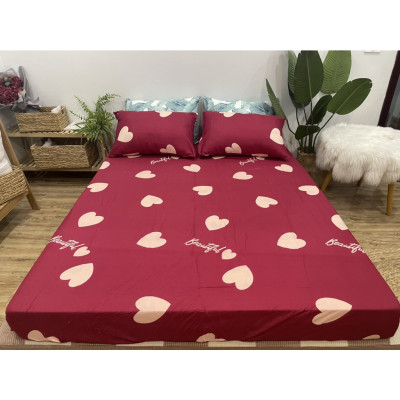 Bộ Chăn Ga Gối Trái Tim Đỏ (có đủ set chăn phao và vỏ chăn)