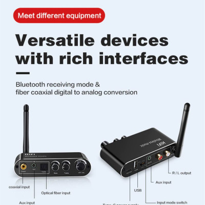 ROGTZ T01 - Bộ Chuyển Đổi Âm Thanh Kỹ Thuật Số Sang Analog Bluetooth 5.1, Đa kết nối Optical Coaxial Bluetooth 5.1 AUX 3.5mm USB RCA L/R, Phạm vi kết nối 10m, Chip DAC cao cấp, Tự khởi động khi cắm nguồn, Điều chỉnh linh hoạt - Hàng Chính Hãng