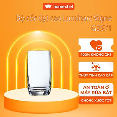 Bộ 6 cốc (ly) thủy tinh cao Luminarc Vigne 29cl G2571 | Hàng chính hãng