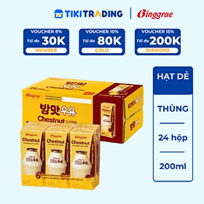 Thùng 24 hộp Sữa hạt dẻ 200ml nhãn hiệu Binggrae