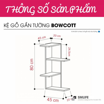 Kệ trang trí phòng khách gỗ công nghiệp SMLIFE Bowcott