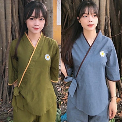 Đồ Lam Đi Chùa # Nhật Nơ Hoa Cúc # Đồ Bộ Nữ # Quần Áo Nữ