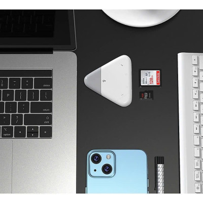 Đầu đọc thẻ nhớ SD, TF ( Micro SD ) đa năng 3in1 dùng cho iPhone, iPad, điện thoại Android, máy tính, PC, laptop - Hàng Chính Hãng