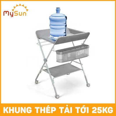 Bàn thay tã cho em bé thay bỉm, tắm nắng có bánh xe cao cấp MySun