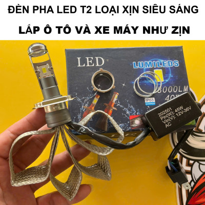 Đèn Pha LED Bi Cầu T2 – Ánh Sáng Chuẩn, Cắm Zắc Không Cần Độ Chế, Dễ Lắp Mọi Xe
